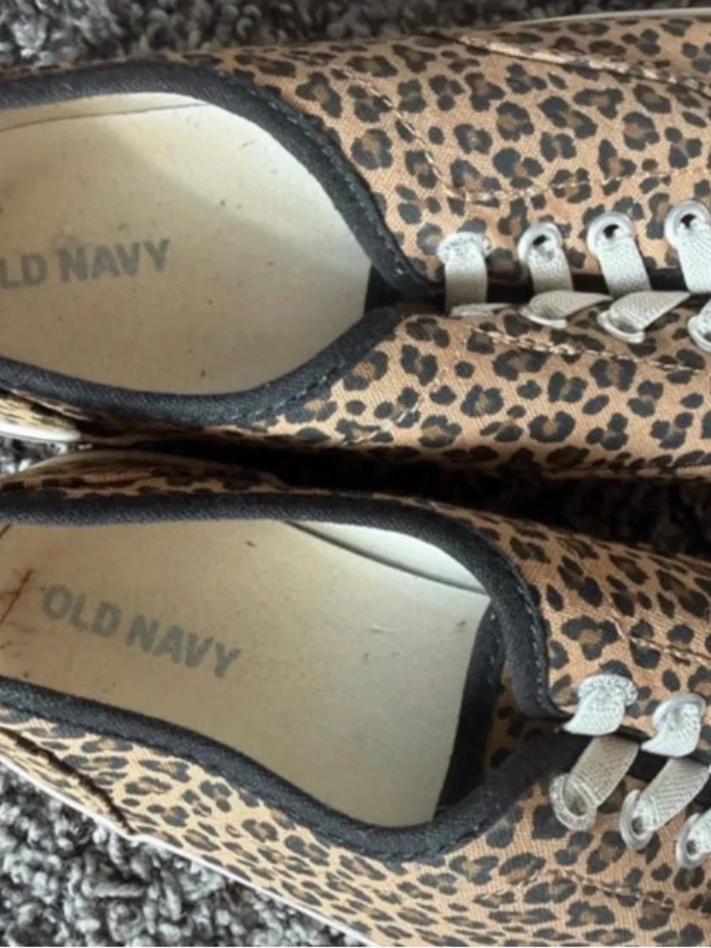 Old Navy Leopard Print Canvas Sneakers in Tan and Black